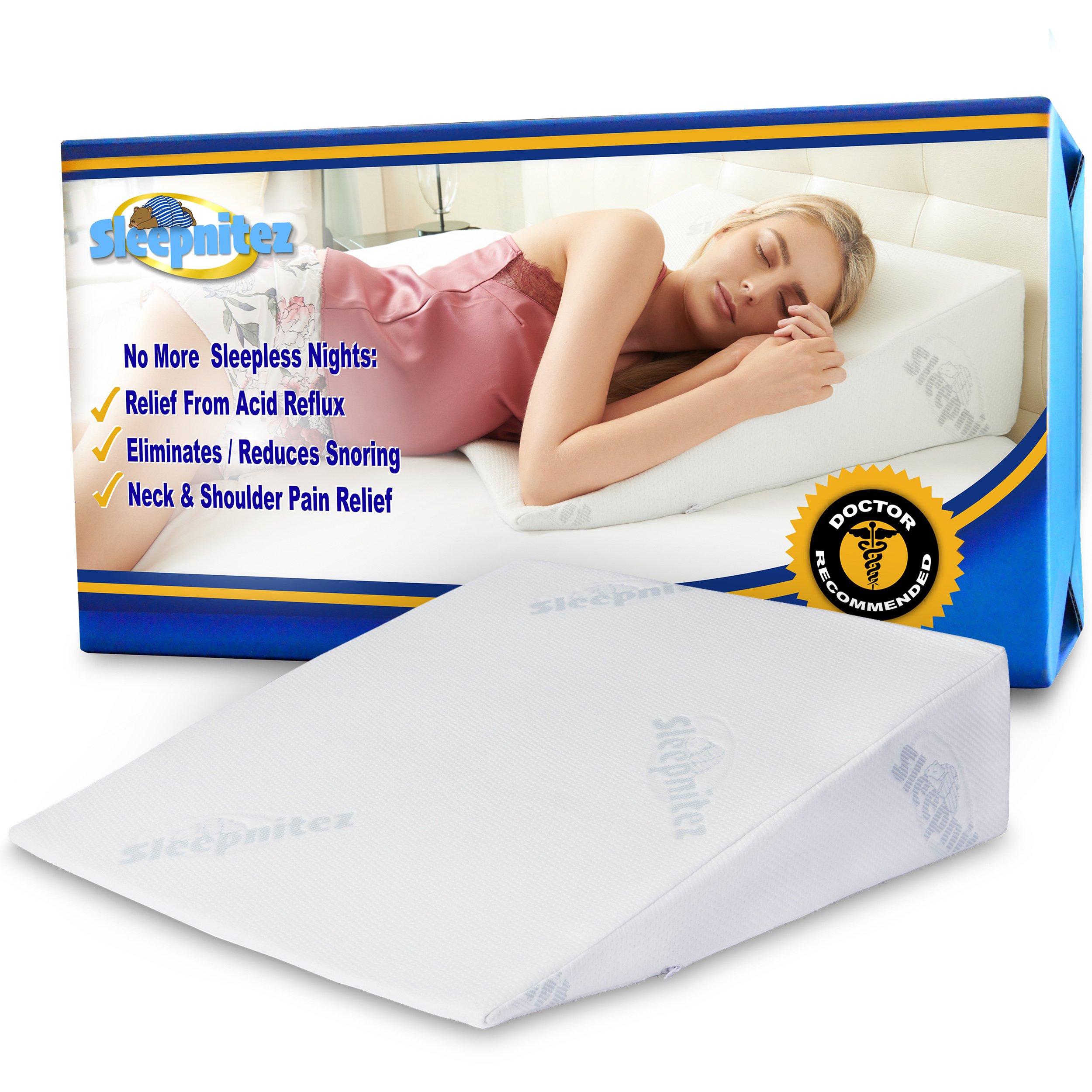 Sleepnitez Wedge Pillow and Back and Side Sleeper Pillow for The